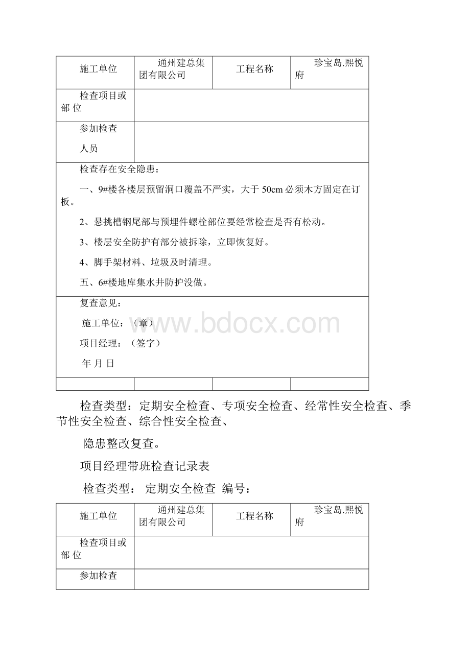 项目经理带班安全检查记录.docx_第2页