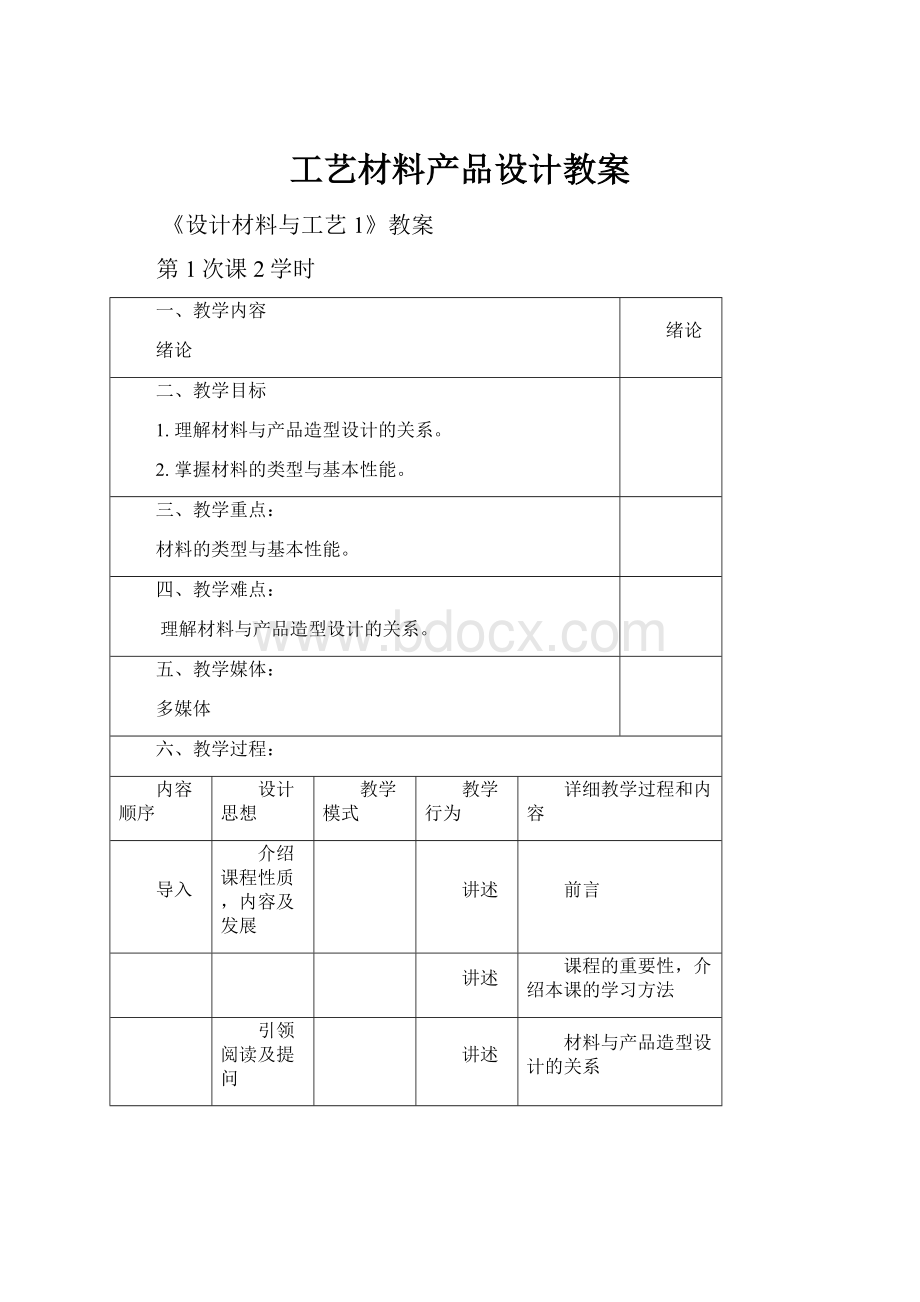 工艺材料产品设计教案.docx