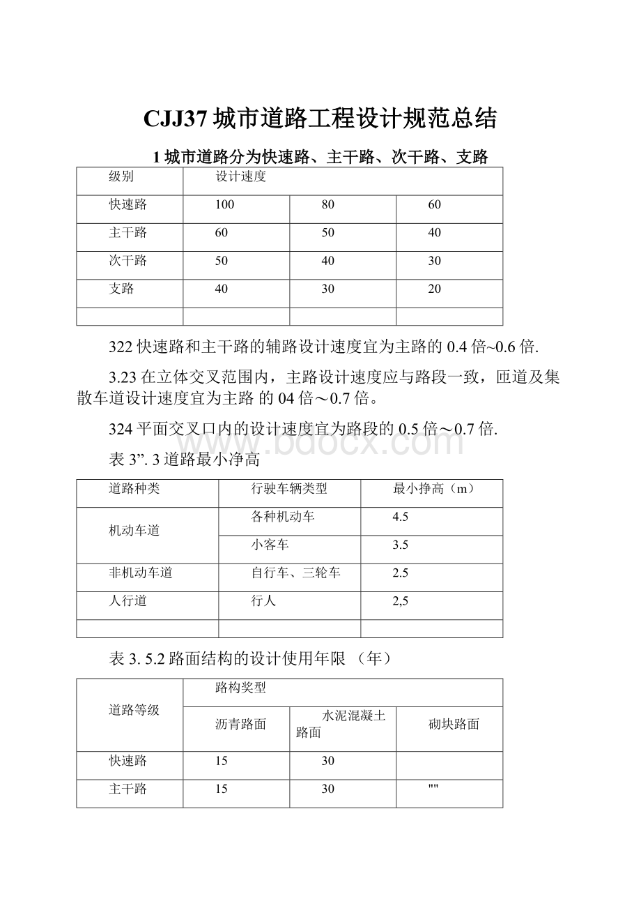 CJJ37城市道路工程设计规范总结.docx