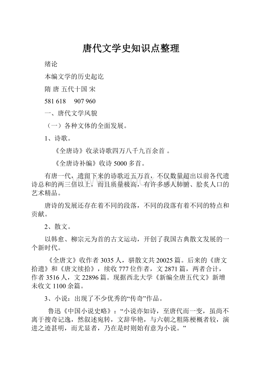 唐代文学史知识点整理.docx_第1页