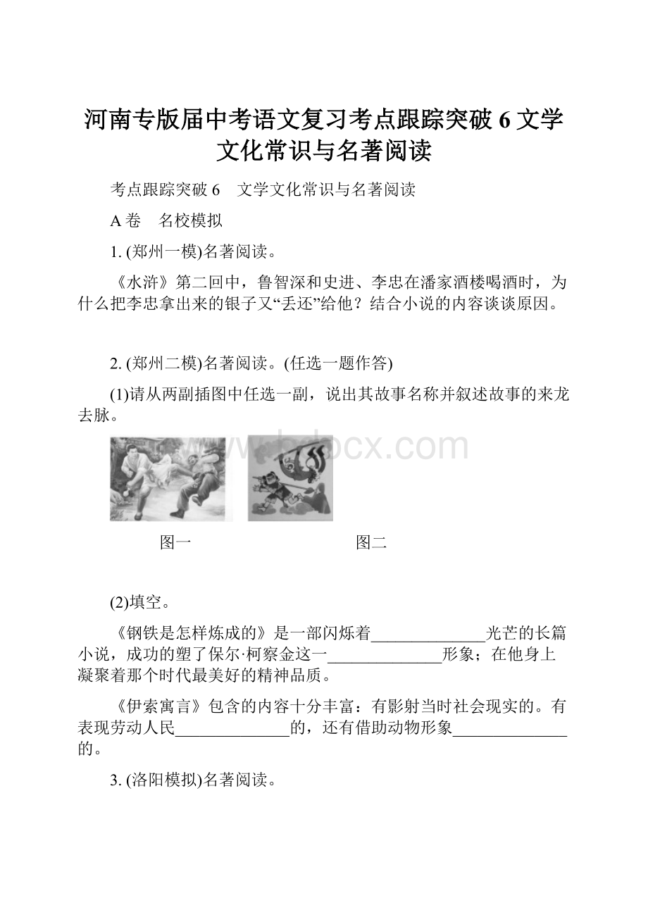 河南专版届中考语文复习考点跟踪突破6文学文化常识与名著阅读.docx