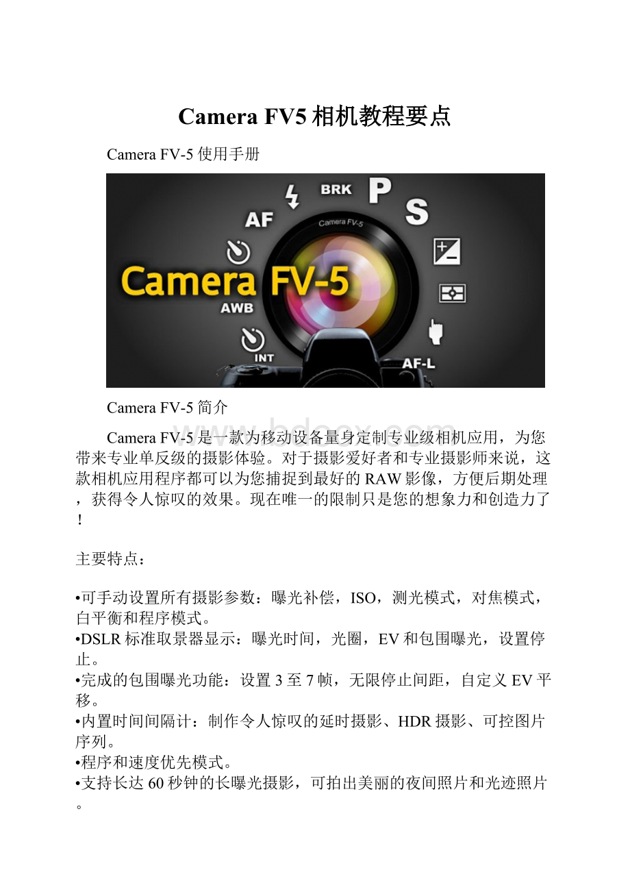 Camera FV5相机教程要点.docx