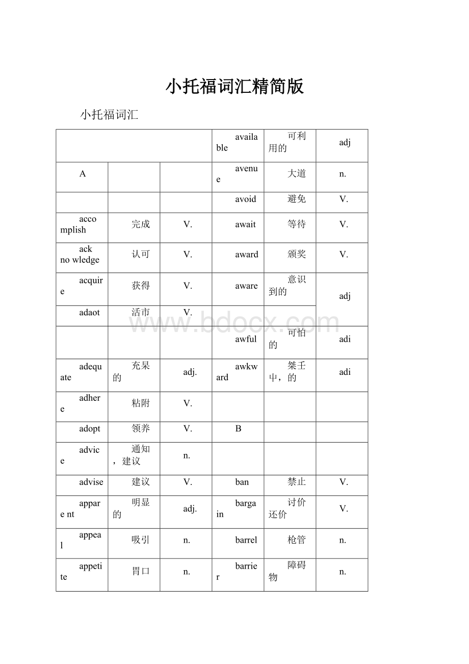 小托福词汇精简版.docx