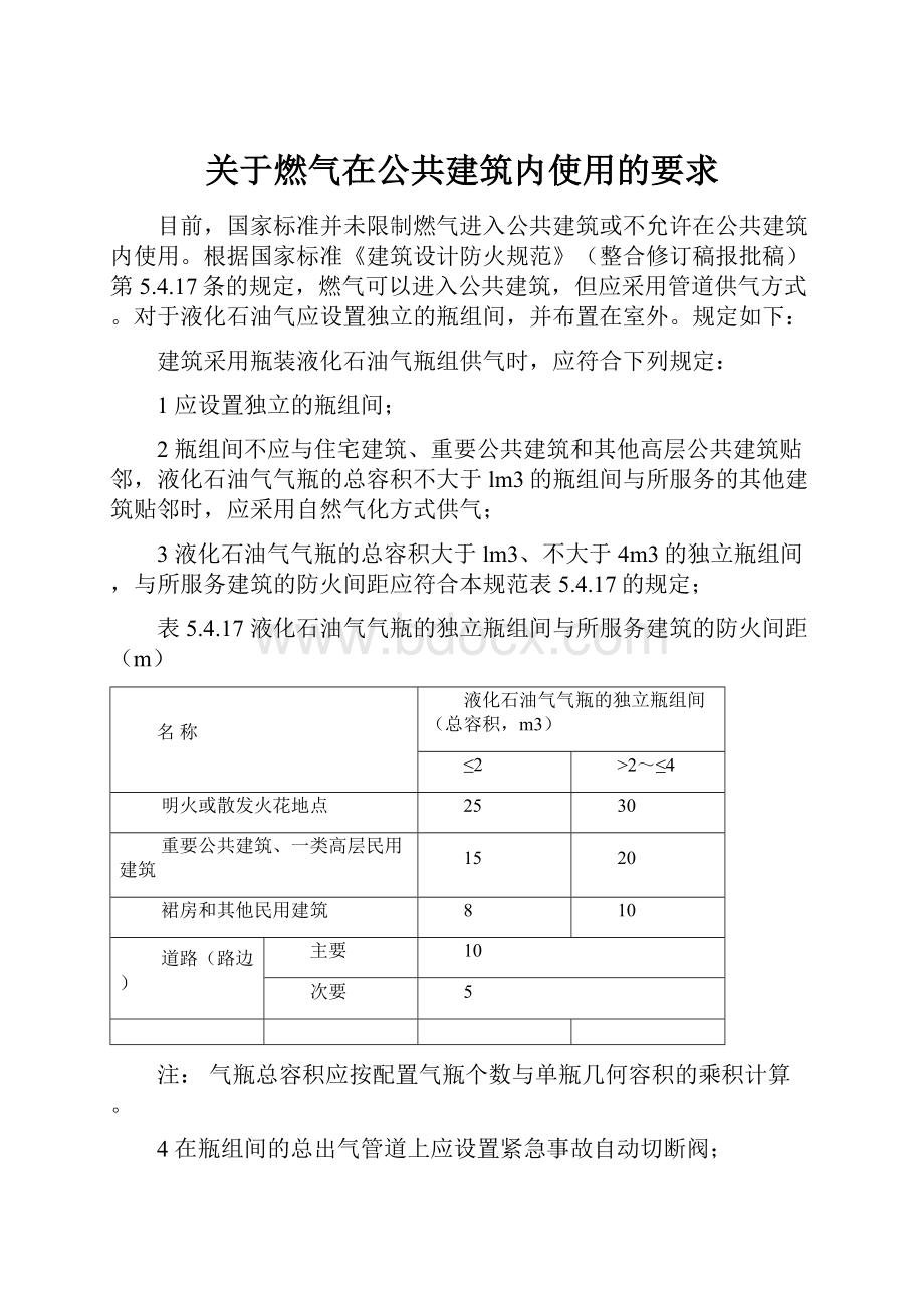 关于燃气在公共建筑内使用的要求.docx