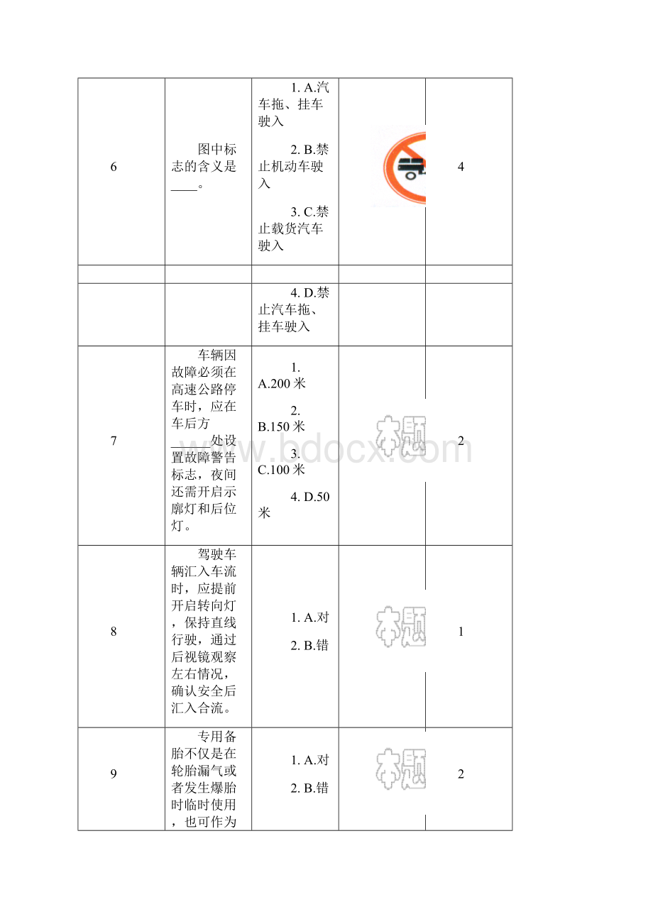 内部准驾证理论考试题B2.docx_第3页