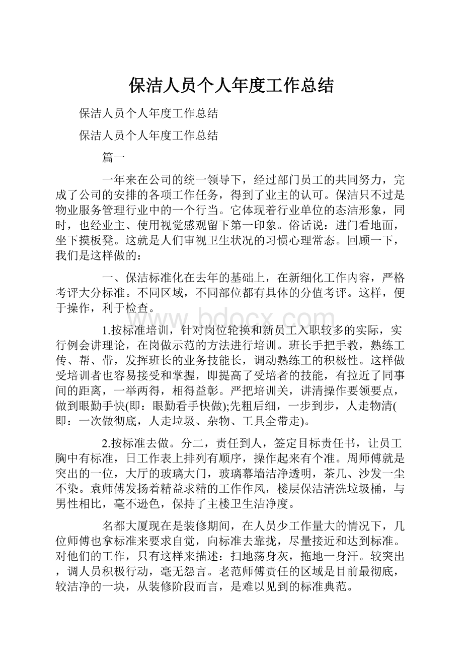 保洁人员个人年度工作总结.docx