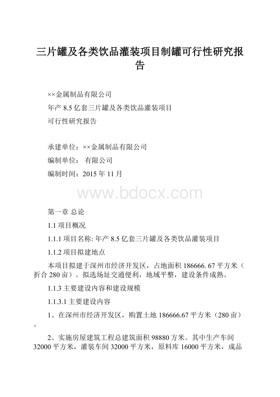 三片罐及各类饮品灌装项目制罐可行性研究报告.docx