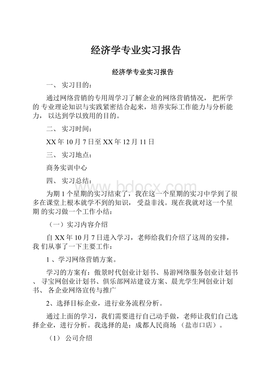 经济学专业实习报告.docx