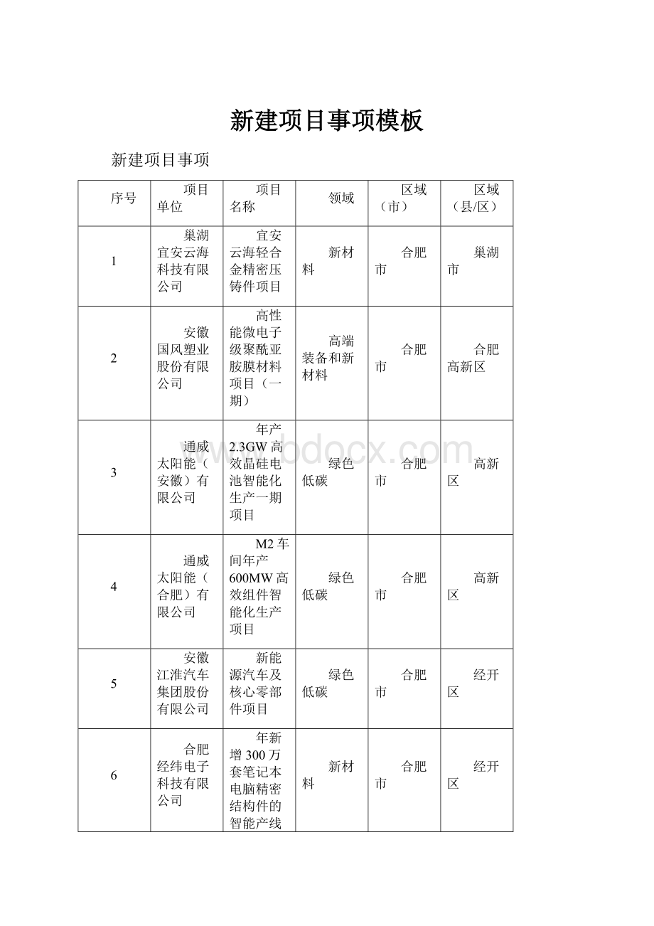 新建项目事项模板.docx_第1页