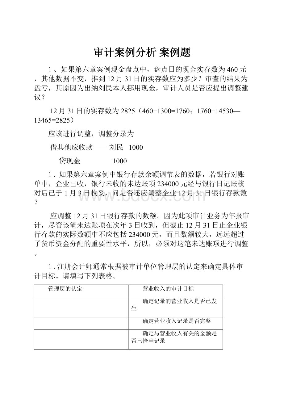 审计案例分析 案例题.docx_第1页