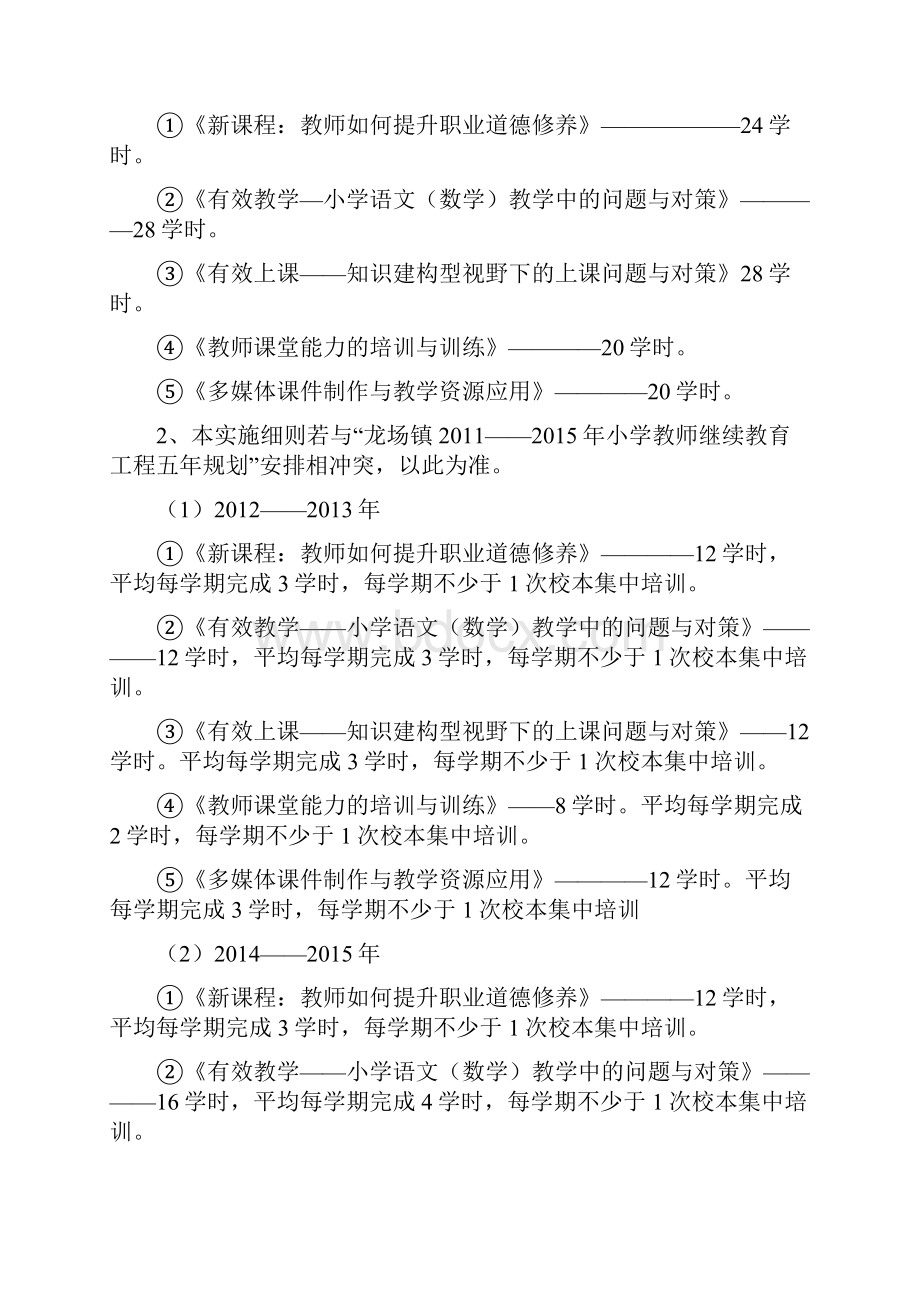 龙场镇中心校周期小学教师继续教育实施细则.docx_第2页