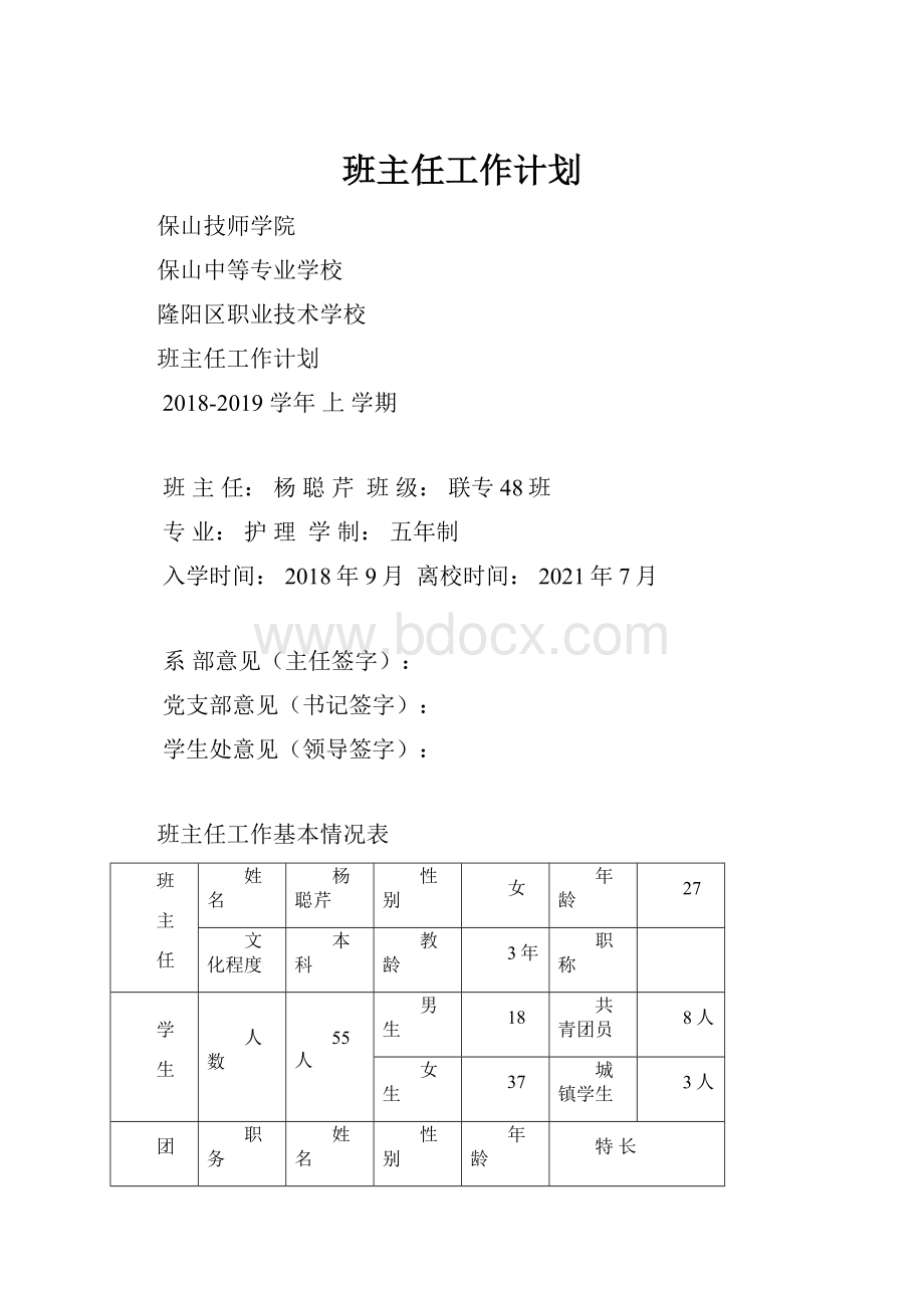 班主任工作计划.docx