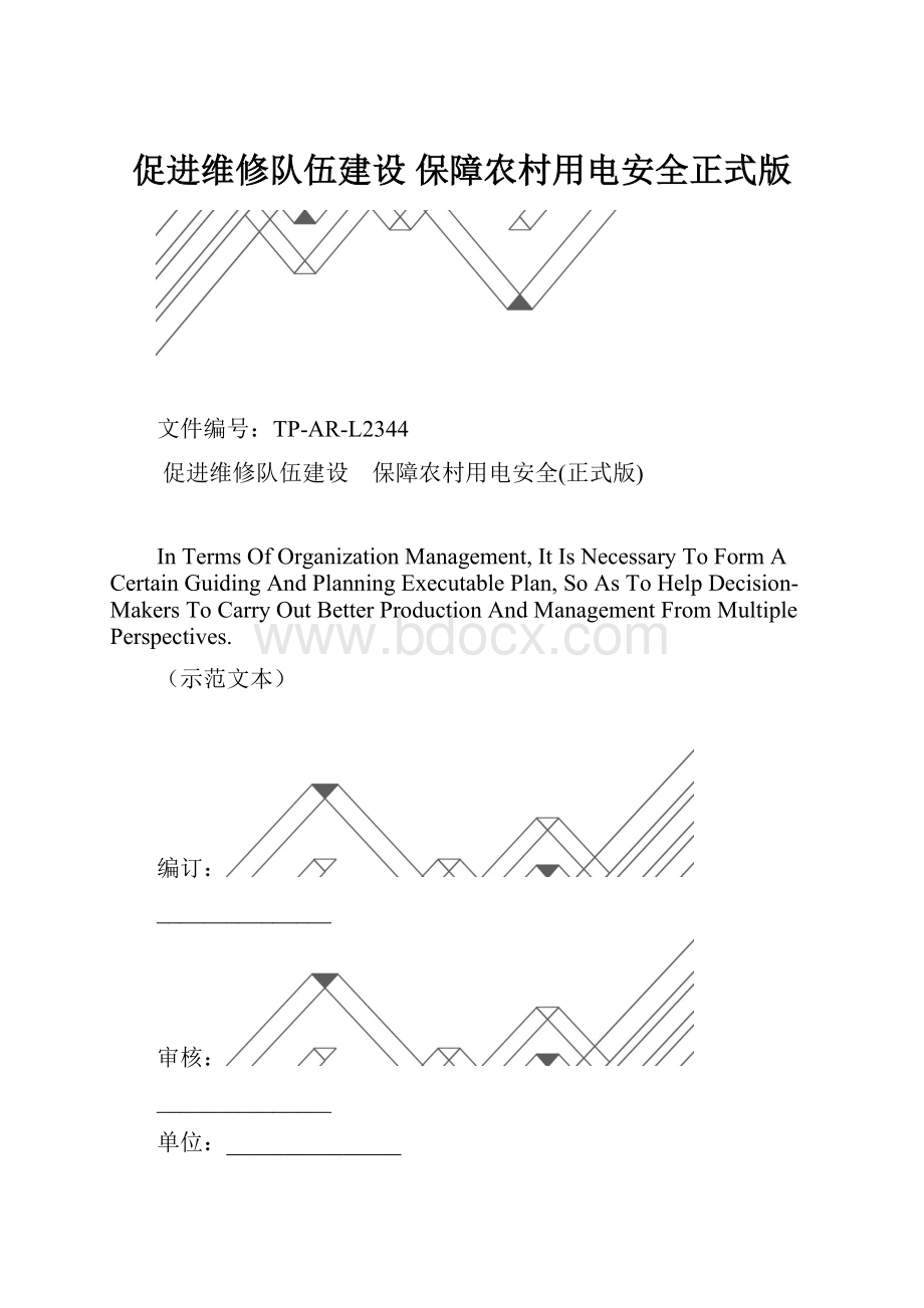 促进维修队伍建设 保障农村用电安全正式版.docx_第1页