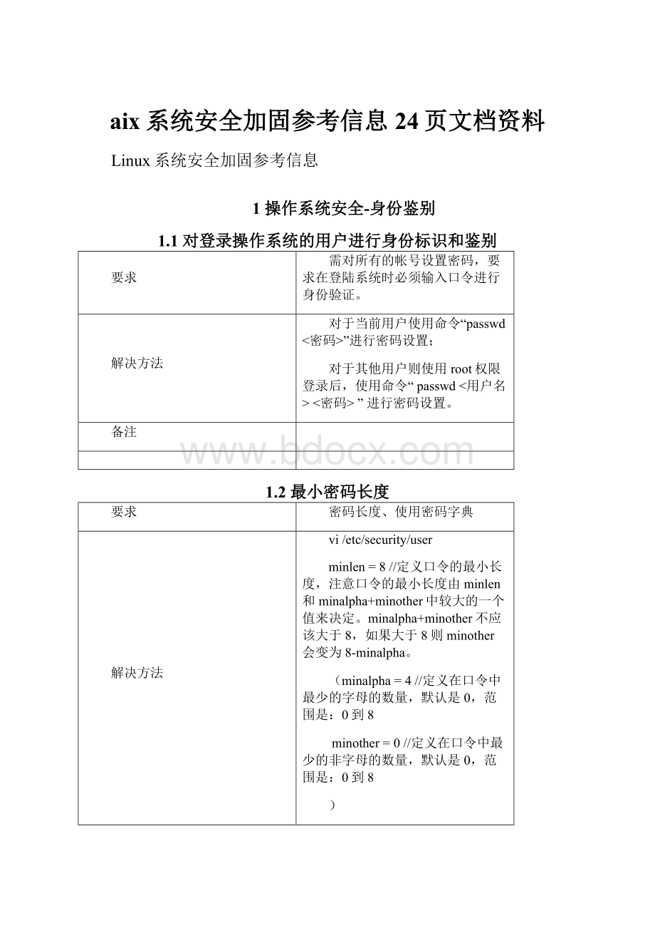 aix系统安全加固参考信息24页文档资料.docx