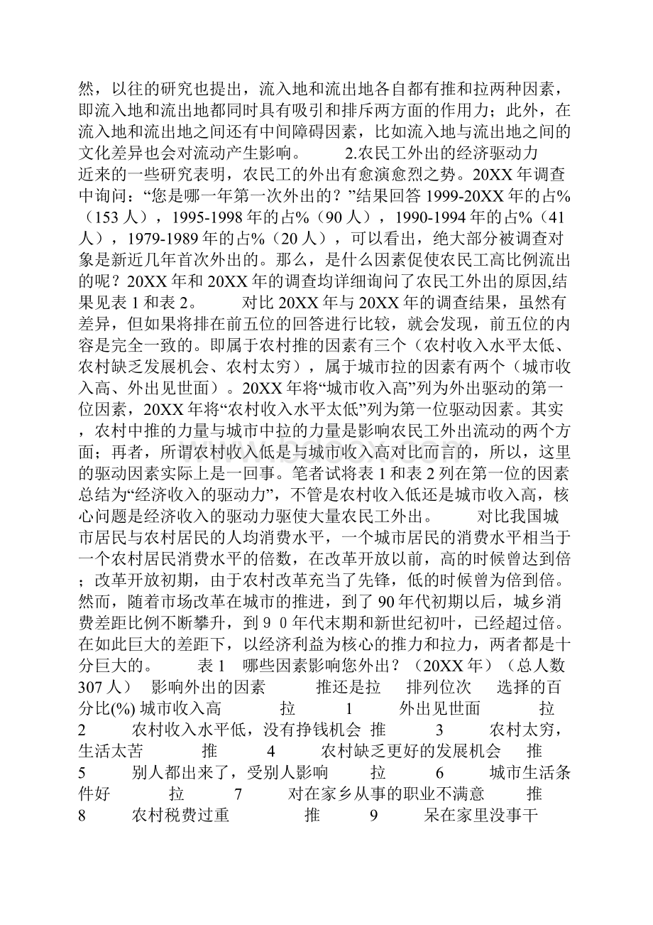 影响中国城乡流动人口的推力与拉力因素分析.docx_第2页