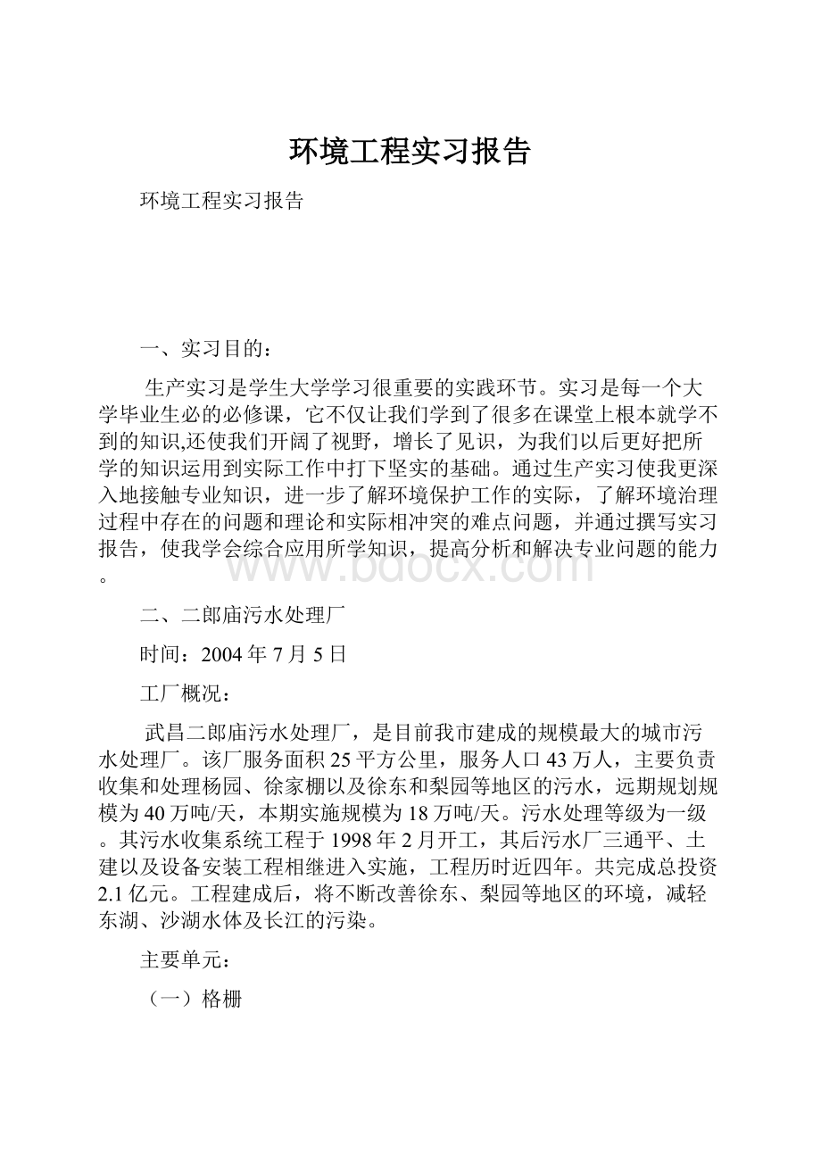 环境工程实习报告.docx