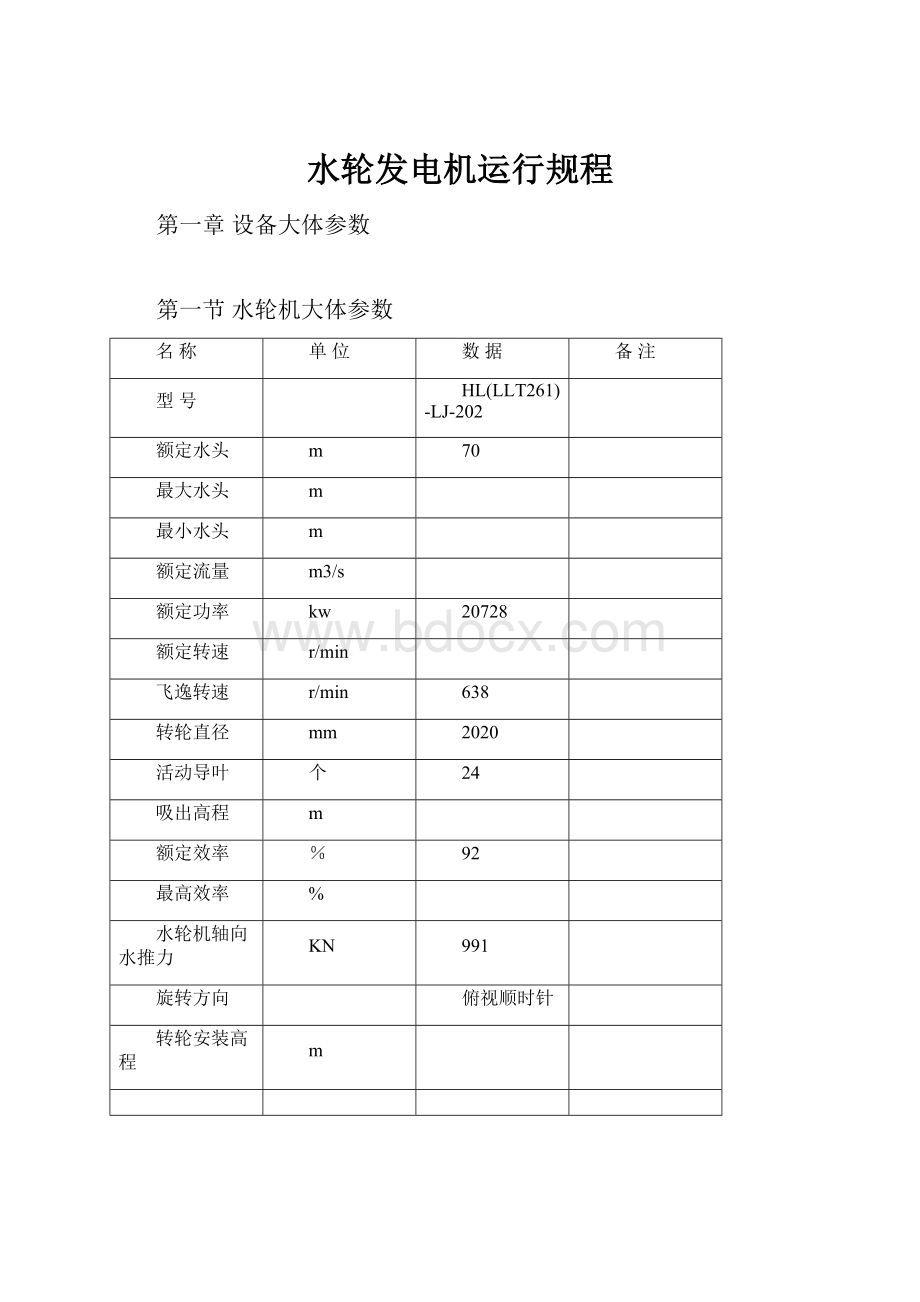 水轮发电机运行规程.docx