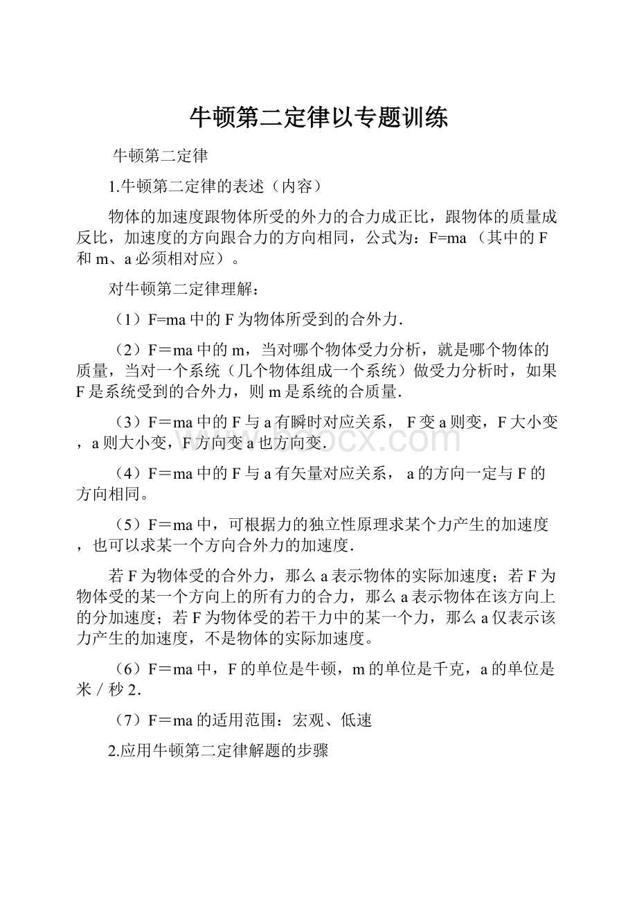 牛顿第二定律以专题训练.docx_第1页