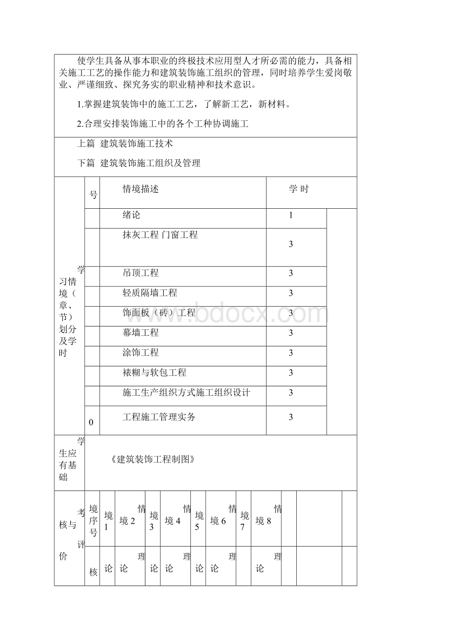 建筑装饰施工组织课程标准.docx_第2页