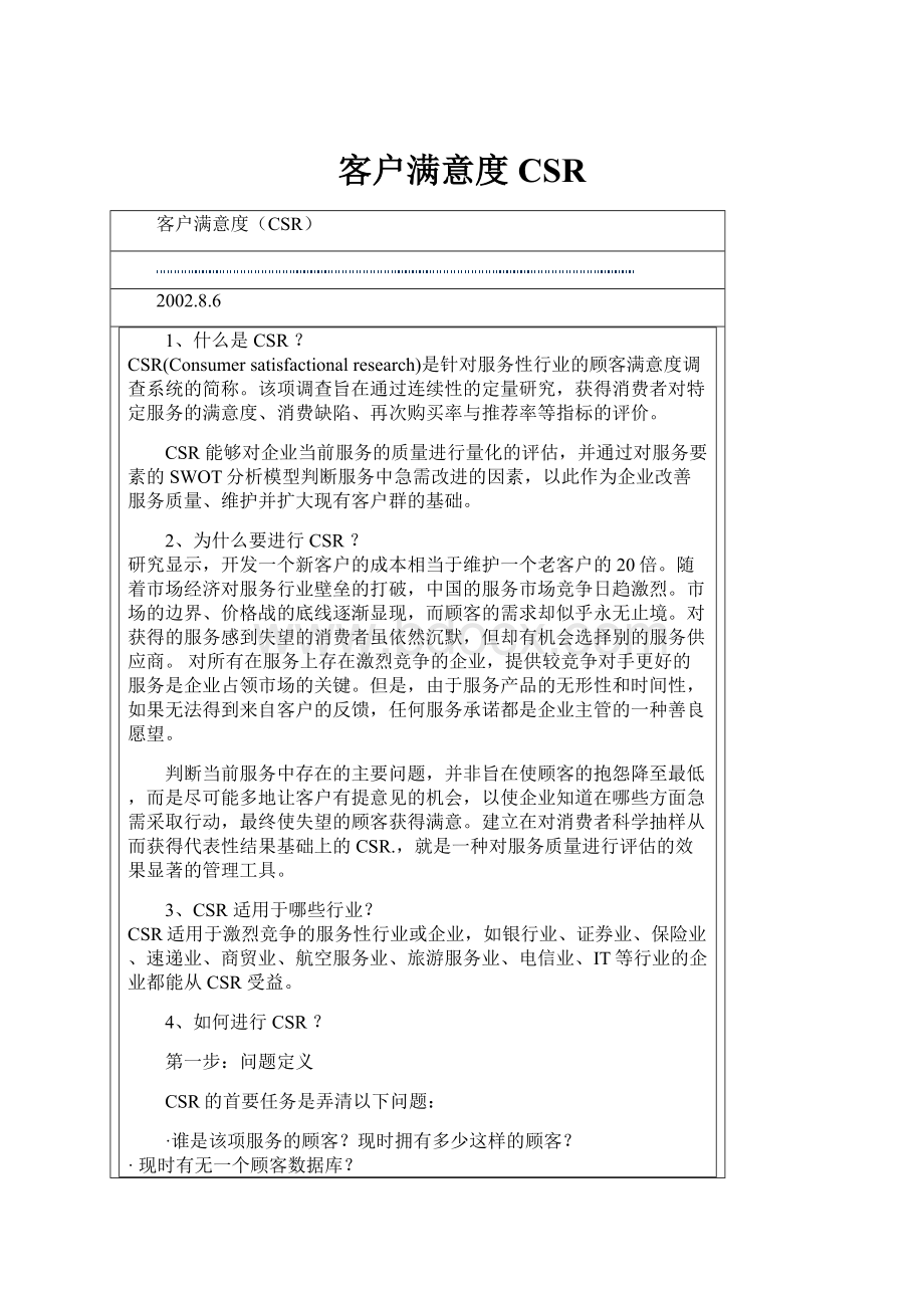 客户满意度CSR.docx