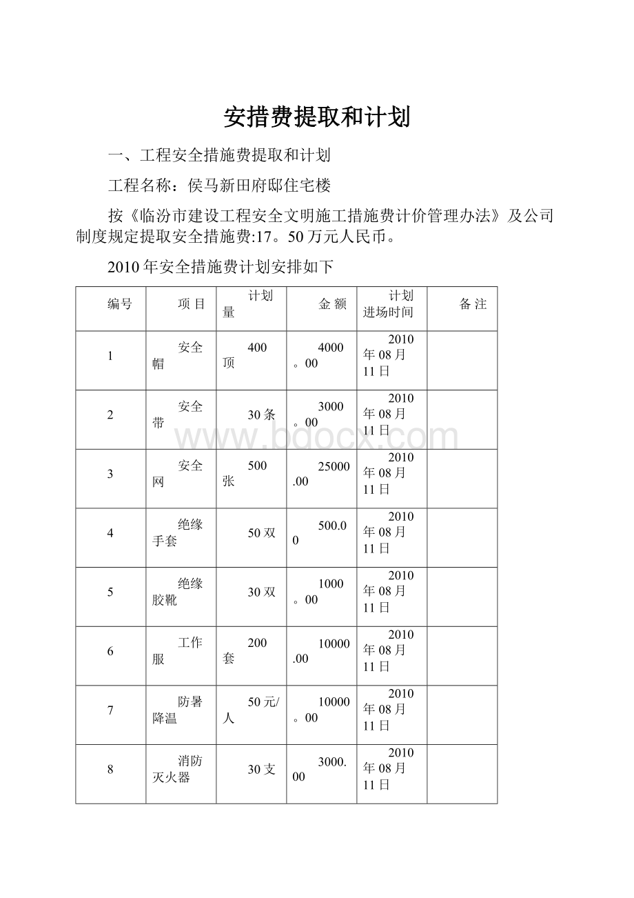 安措费提取和计划.docx_第1页