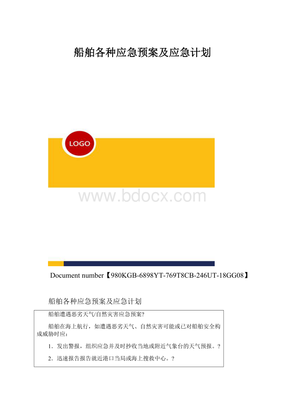 船舶各种应急预案及应急计划.docx