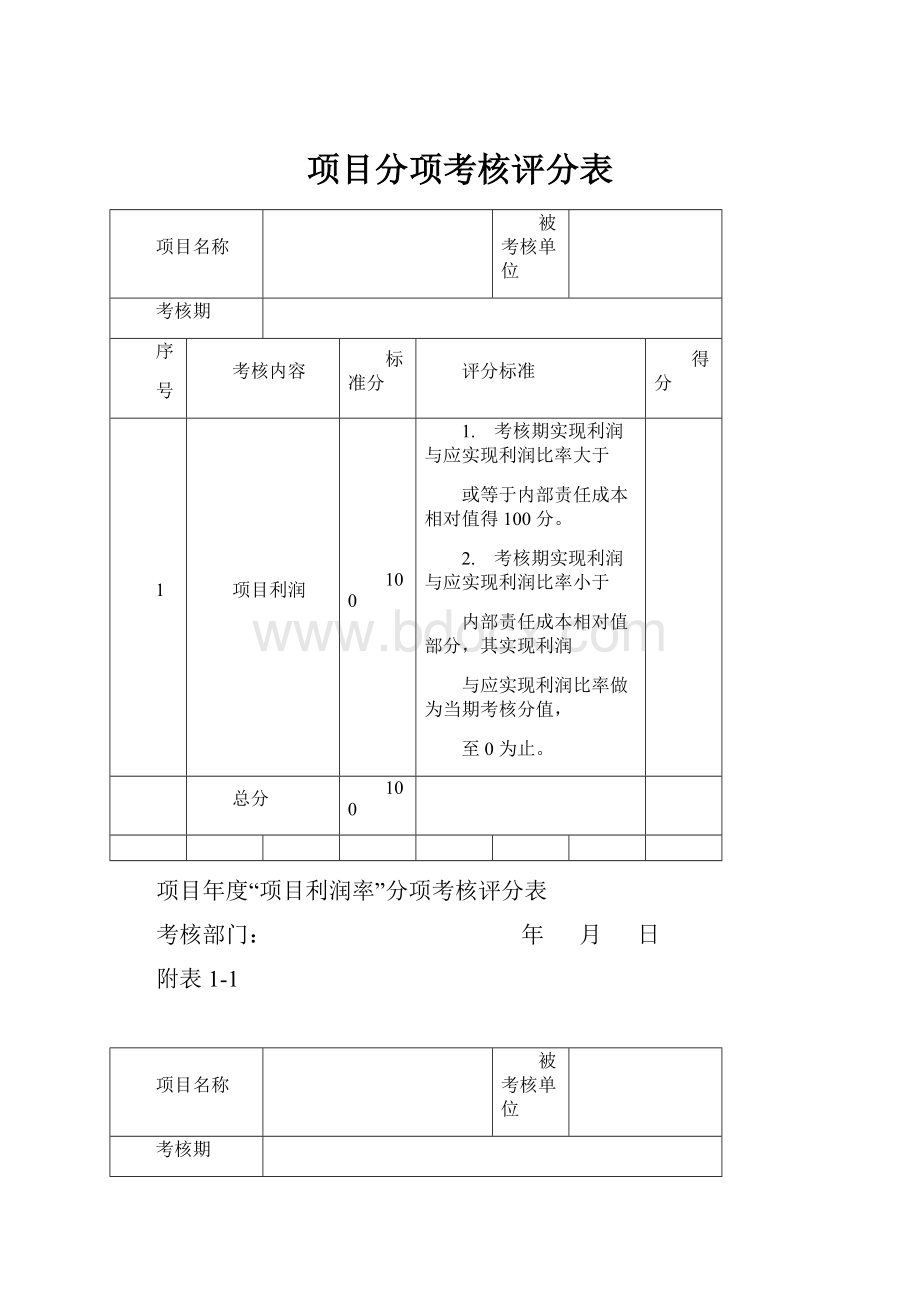 项目分项考核评分表.docx