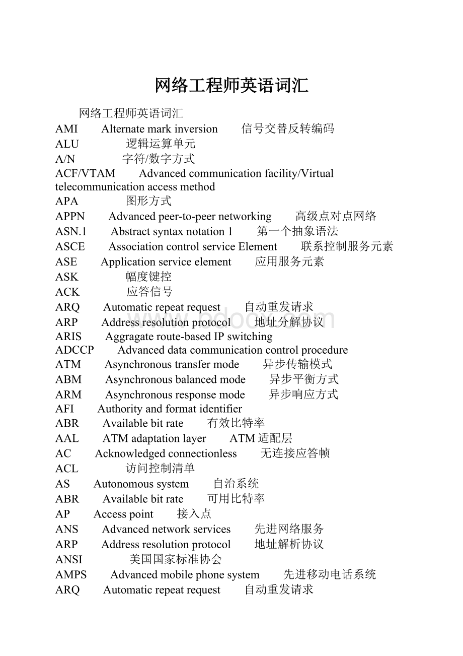 网络工程师英语词汇.docx