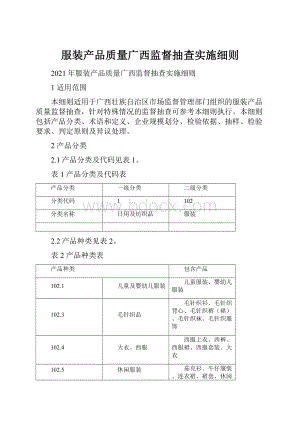 服装产品质量广西监督抽查实施细则.docx