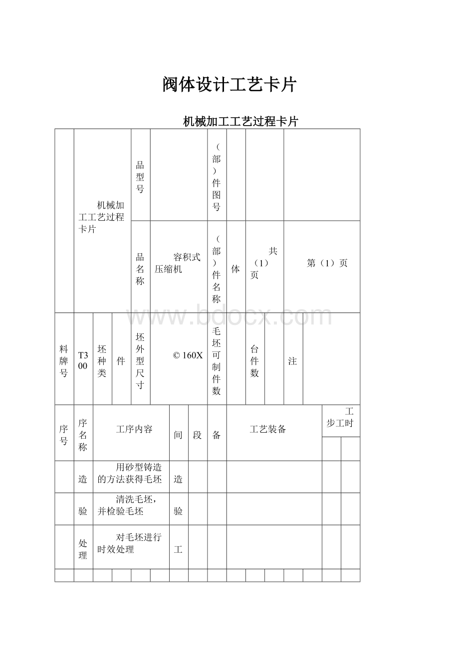 阀体设计工艺卡片.docx