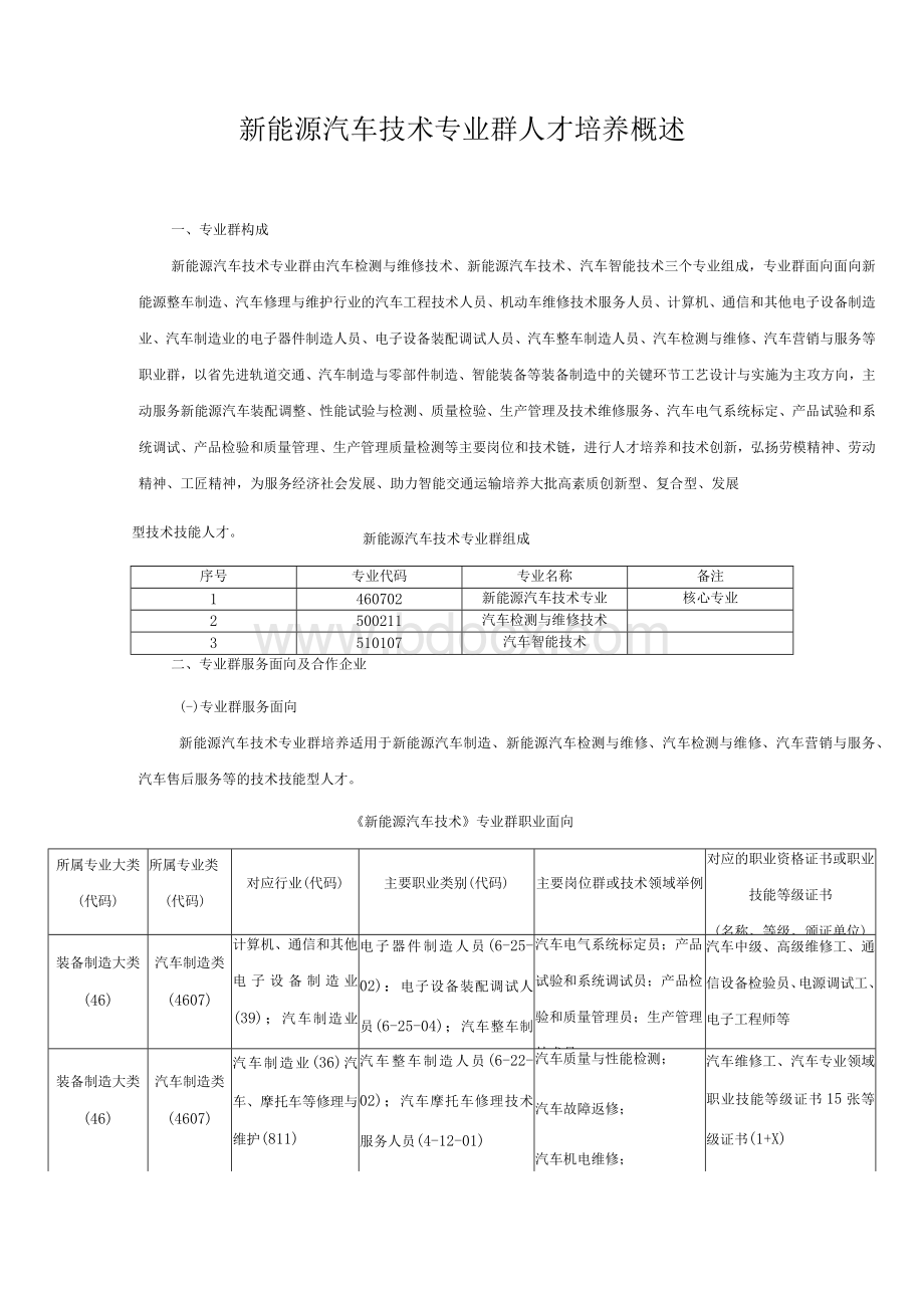 新能源汽车技术专业群人才培养概述.docx