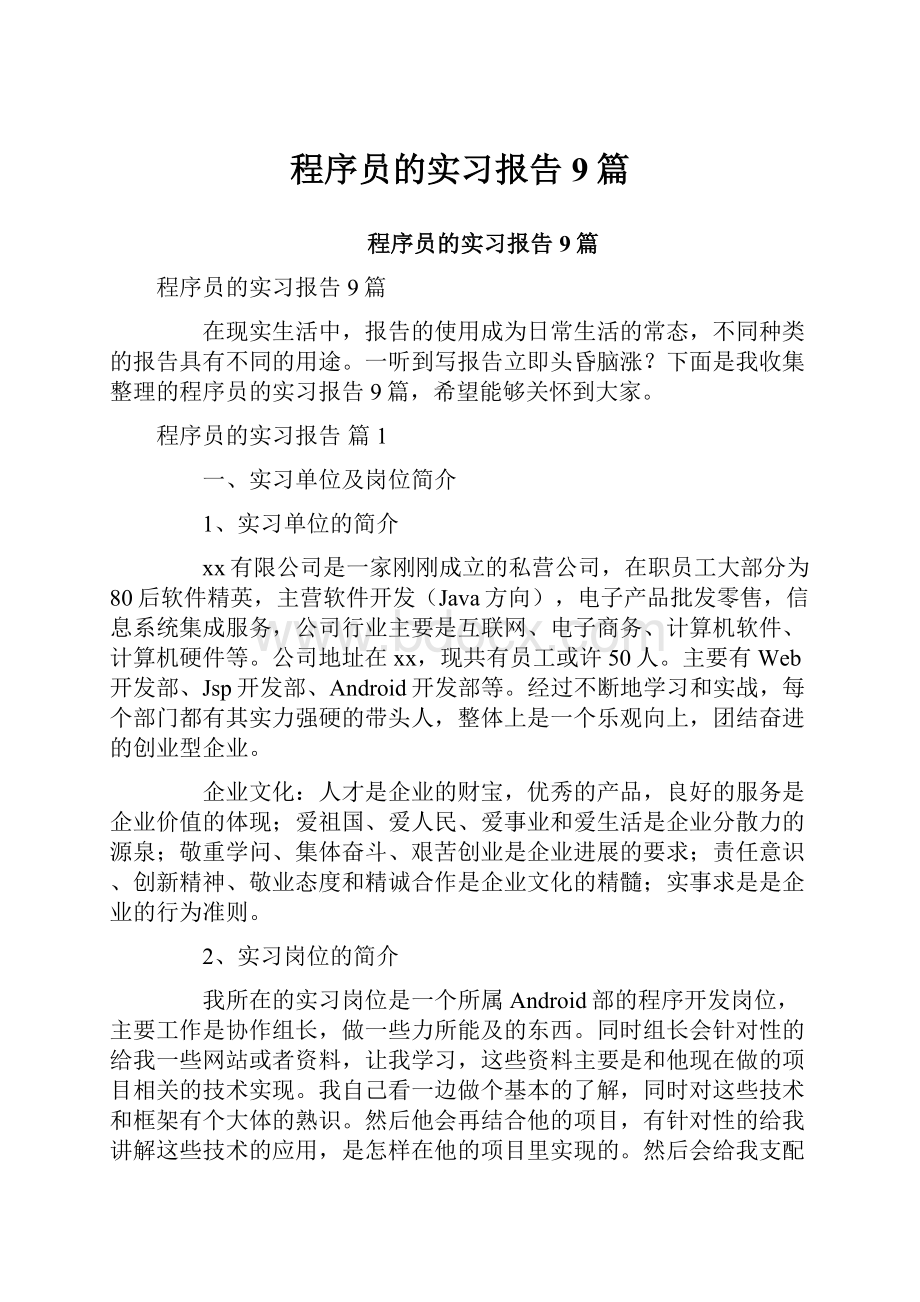 程序员的实习报告9篇.docx