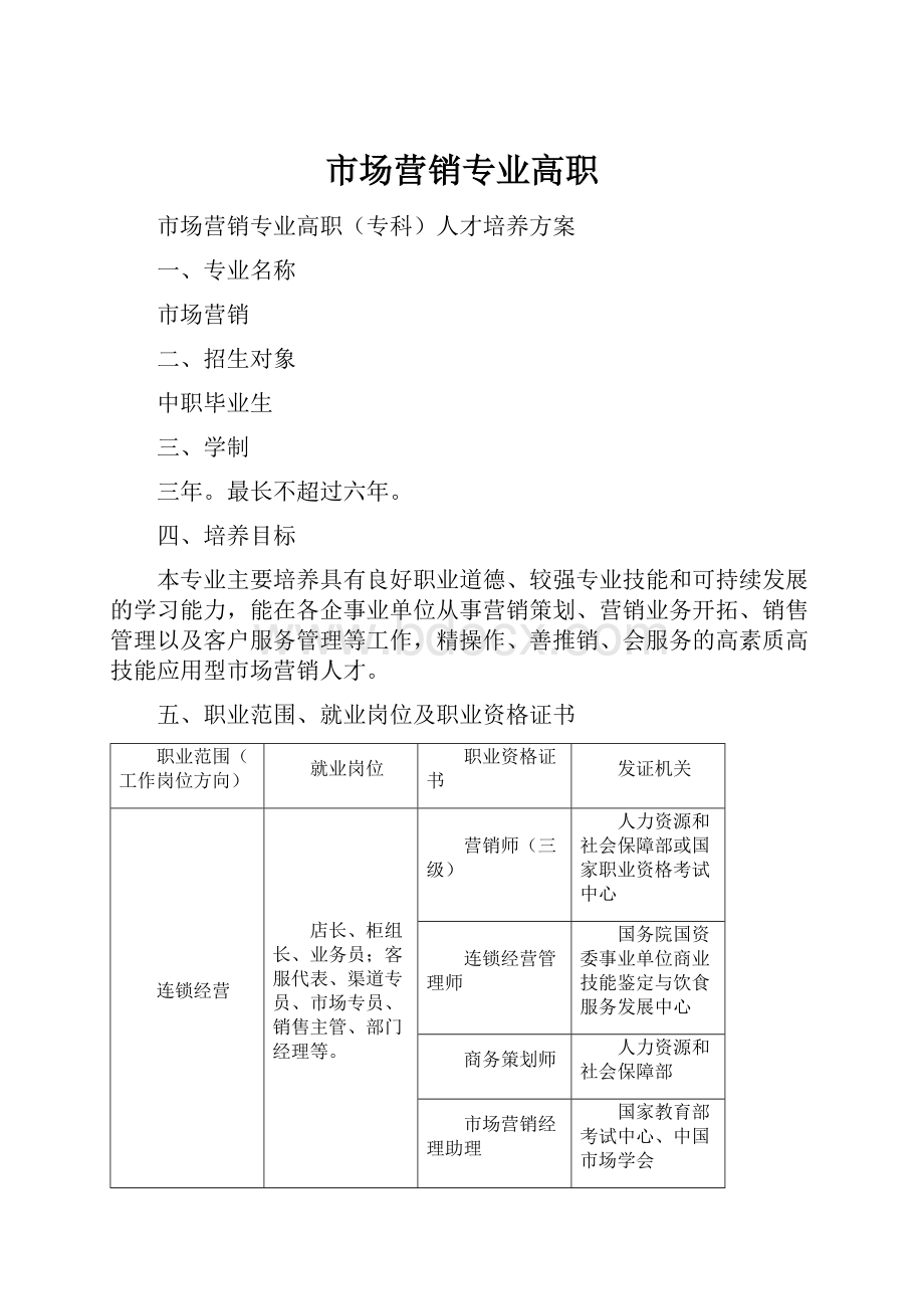 市场营销专业高职.docx_第1页