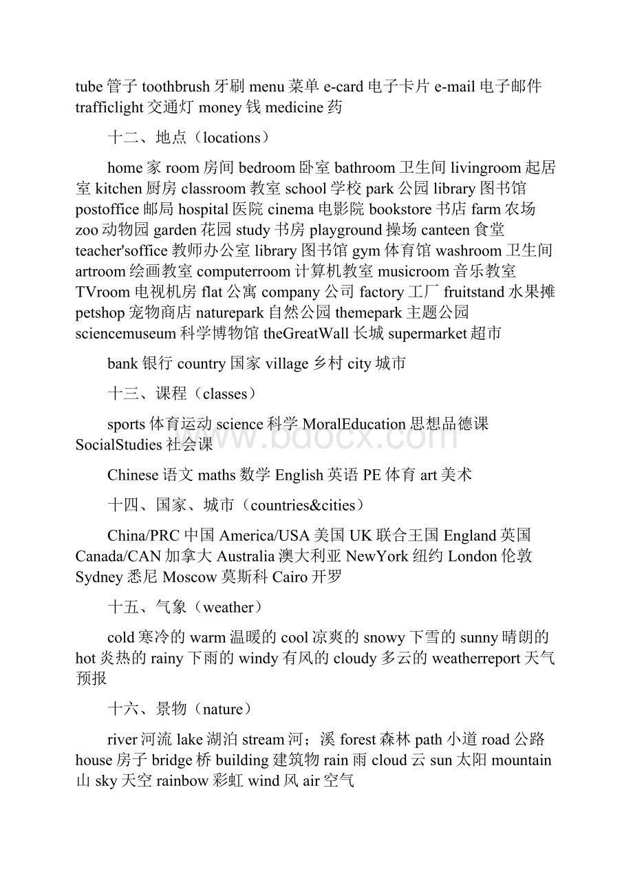 小学三年级到六年级的英语单词分类表.docx_第3页