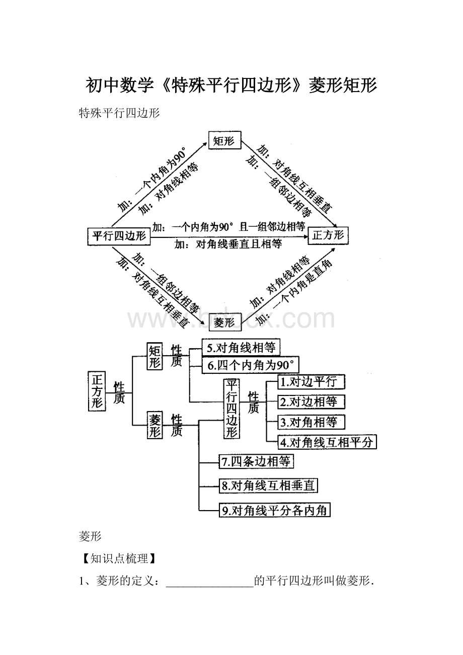 初中数学《特殊平行四边形》菱形矩形.docx