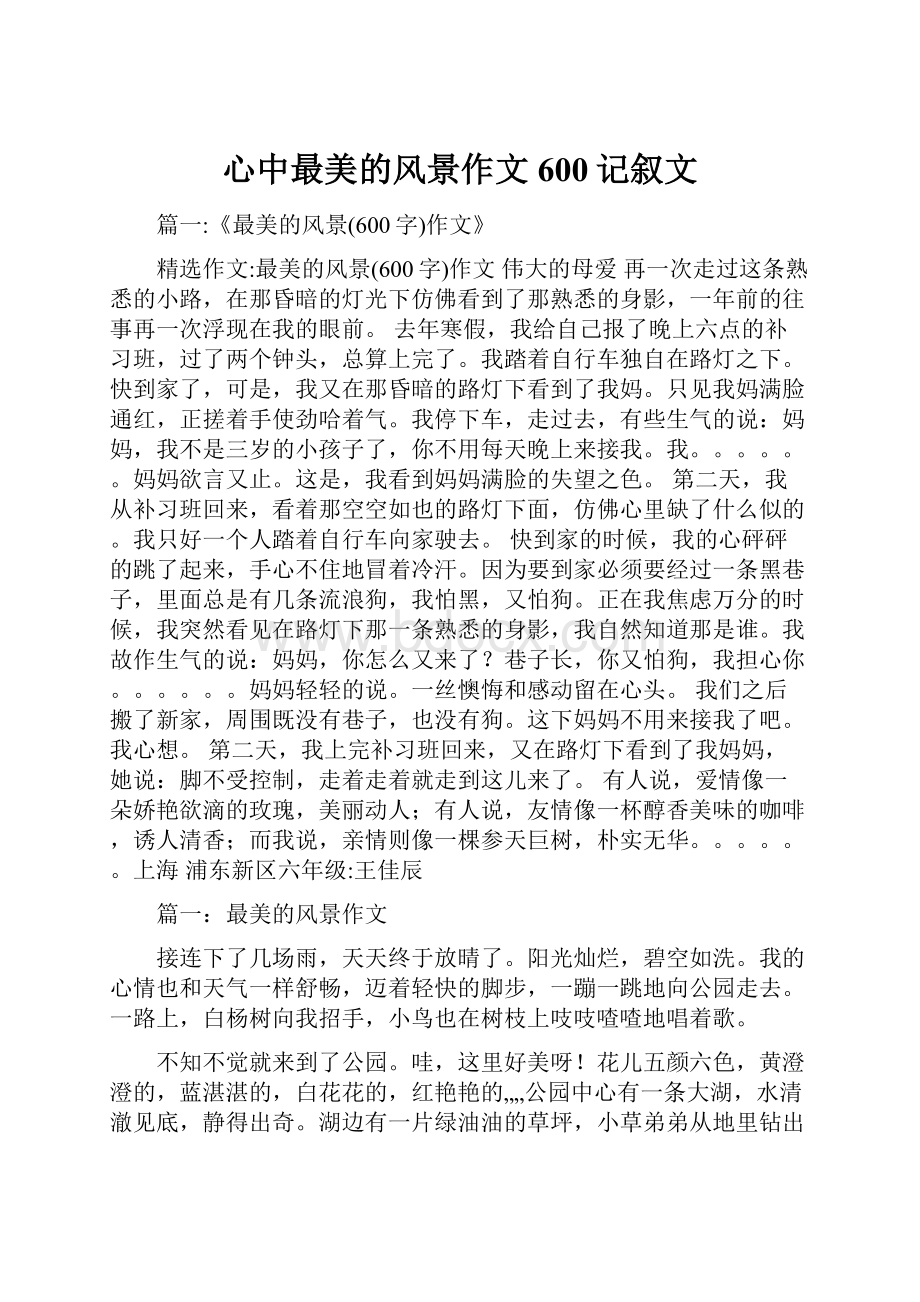 心中最美的风景作文600记叙文.docx