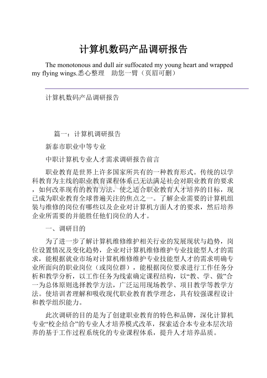 计算机数码产品调研报告.docx