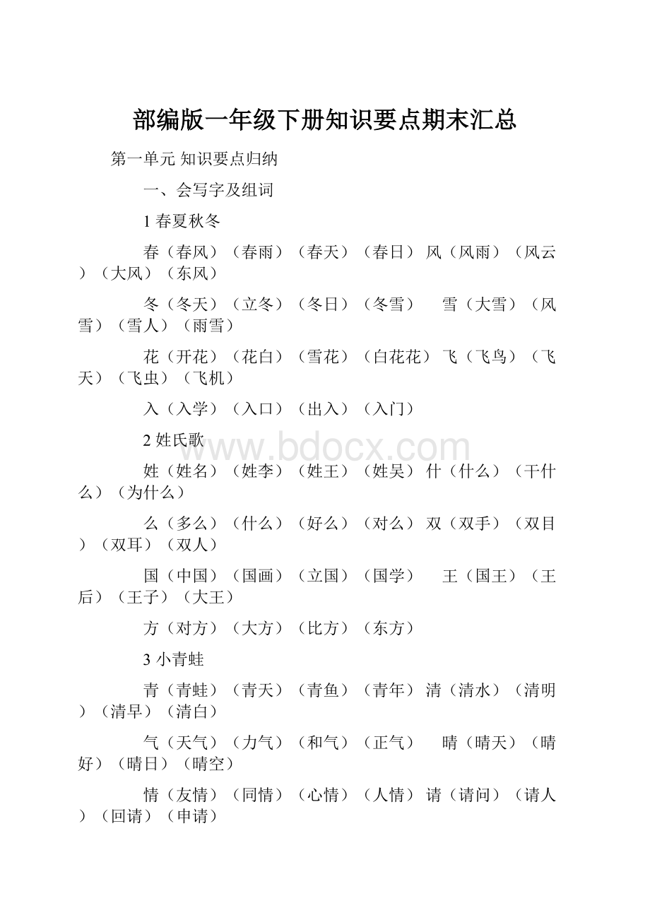 部编版一年级下册知识要点期末汇总.docx_第1页