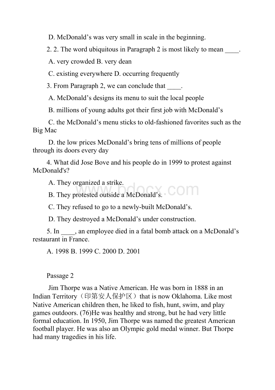 最新1107北京地区成人学士学位英语考试试题.docx_第2页