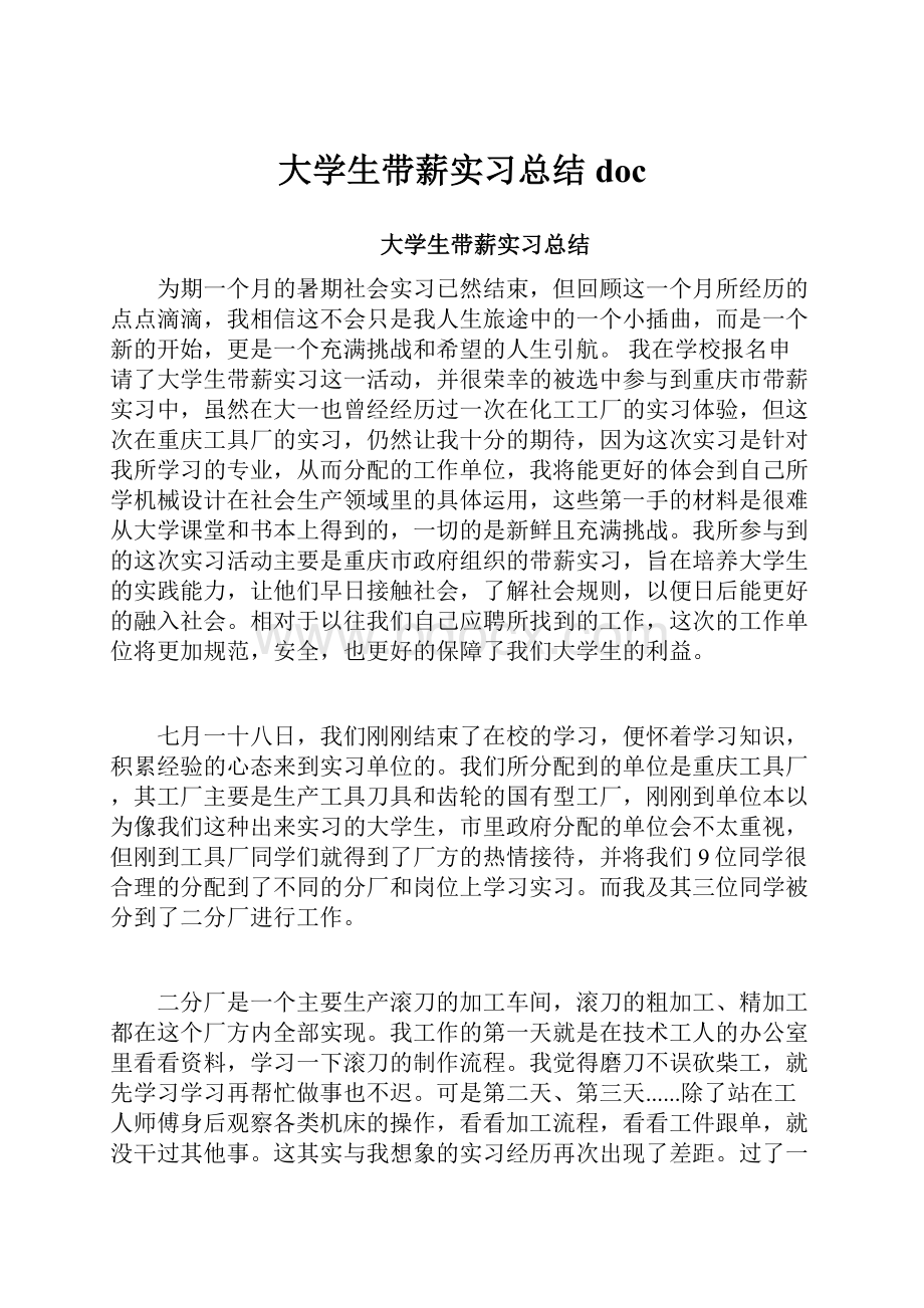 大学生带薪实习总结doc.docx