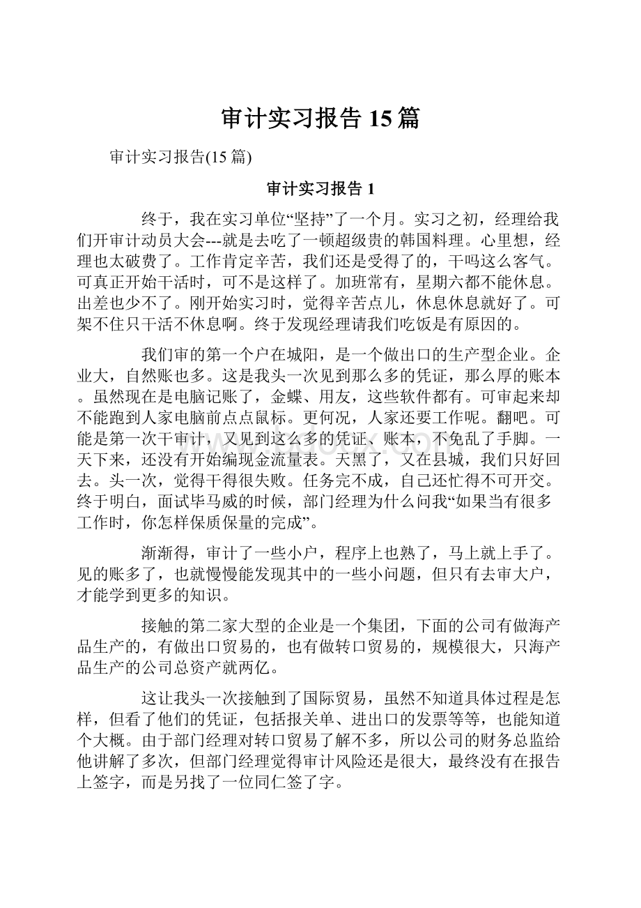 审计实习报告15篇.docx