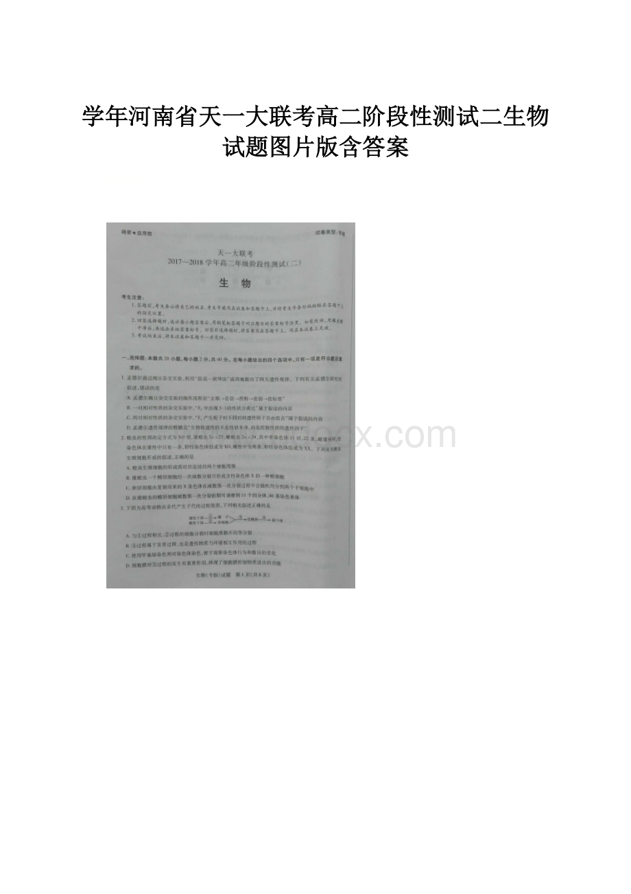 学年河南省天一大联考高二阶段性测试二生物试题图片版含答案.docx