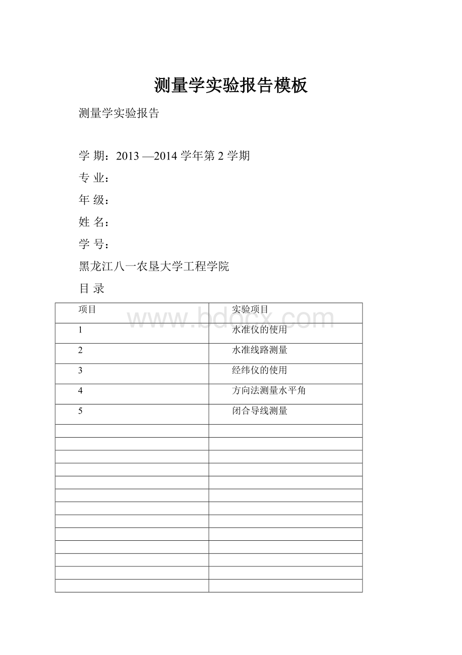 测量学实验报告模板.docx_第1页