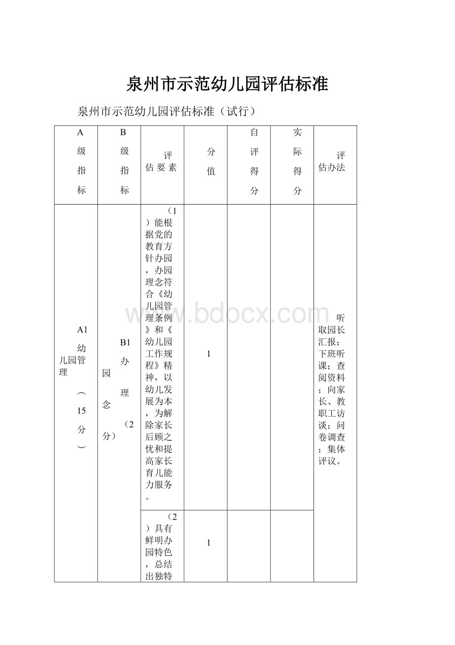 泉州市示范幼儿园评估标准.docx_第1页