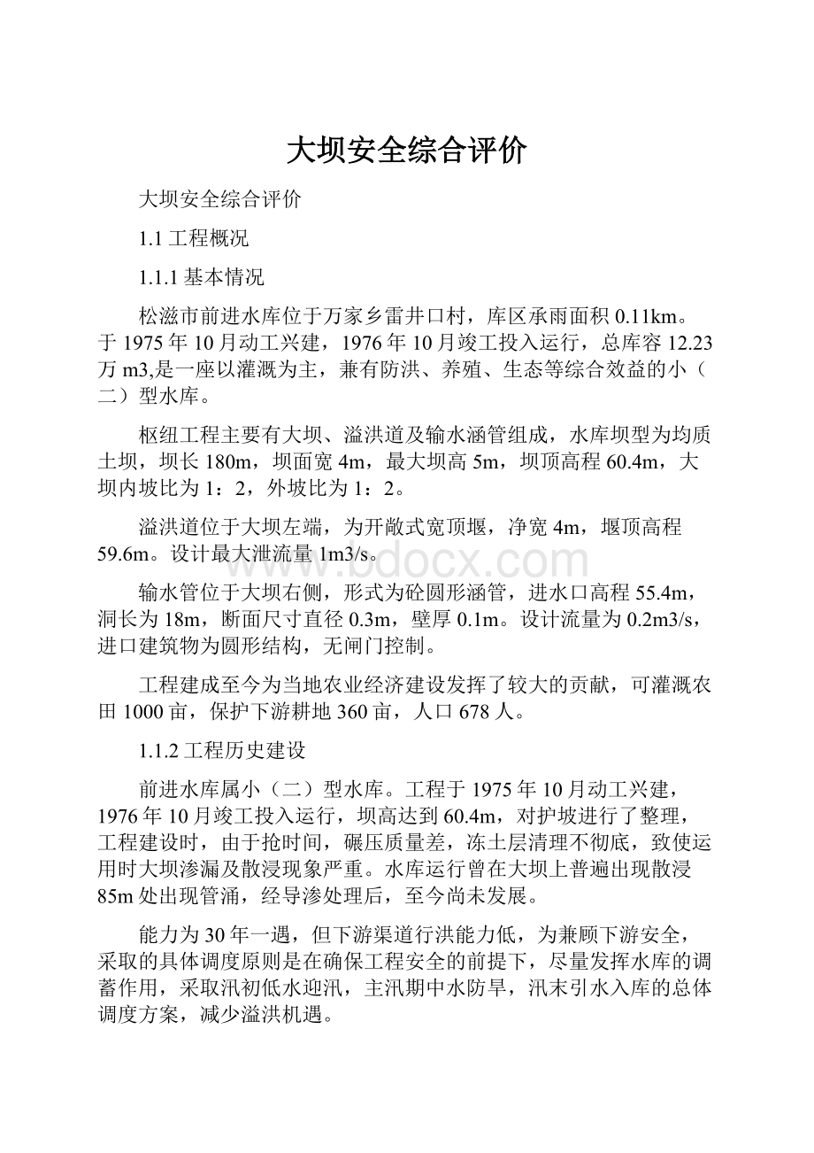 大坝安全综合评价.docx