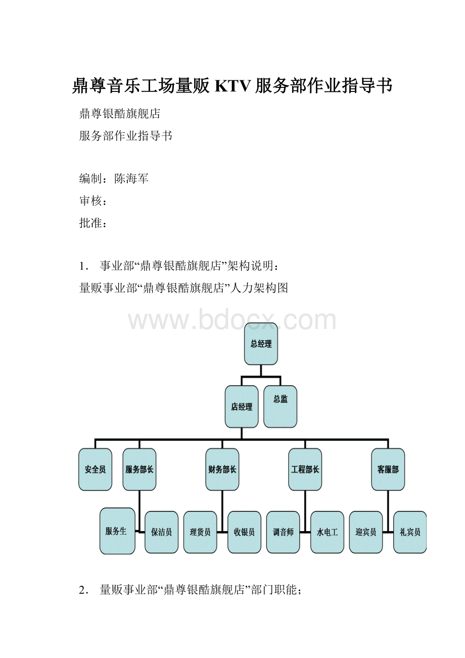 鼎尊音乐工场量贩KTV服务部作业指导书.docx