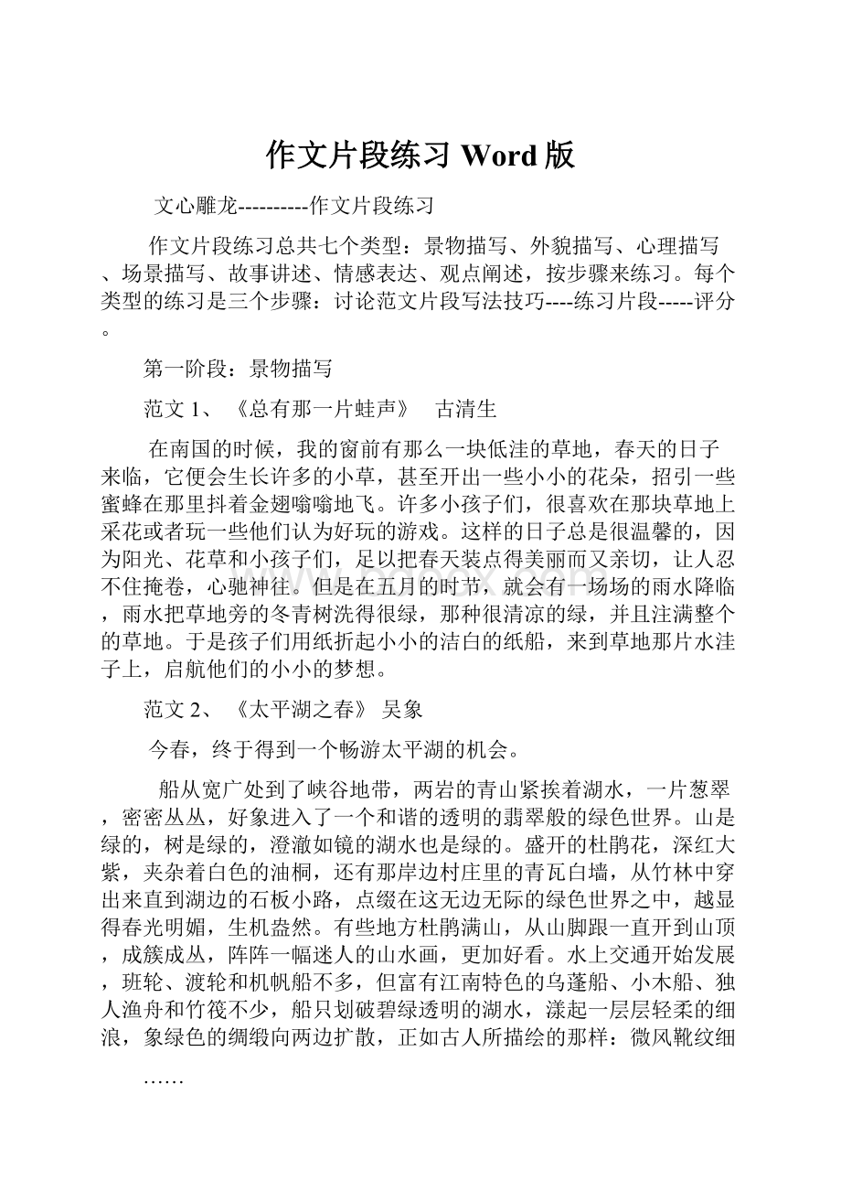 作文片段练习Word版.docx