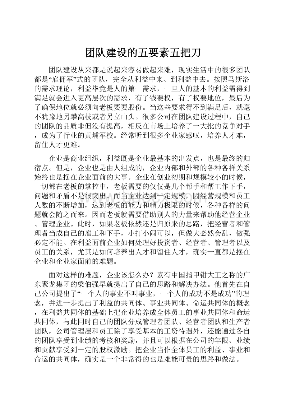 团队建设的五要素五把刀.docx