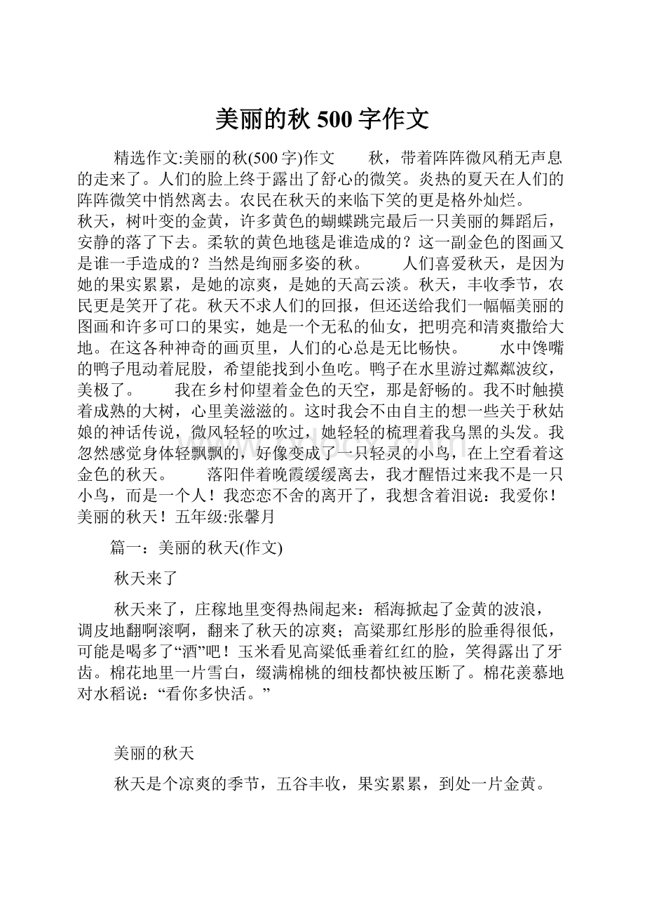 美丽的秋500字作文.docx