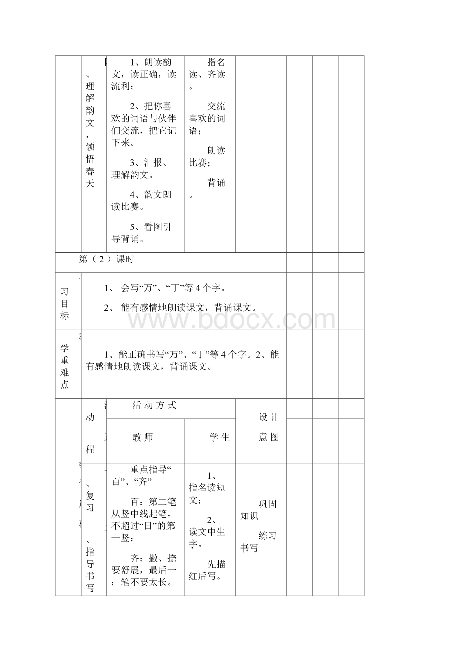 小学一年级语文下册全册导教案表格式.docx_第3页